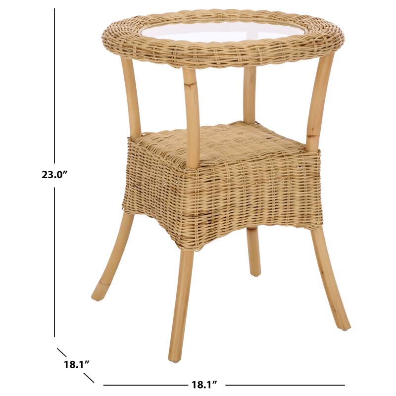 SAFAVIEH Home Damary Glass Top Accent Table - 18"W x 18"D x 23"H