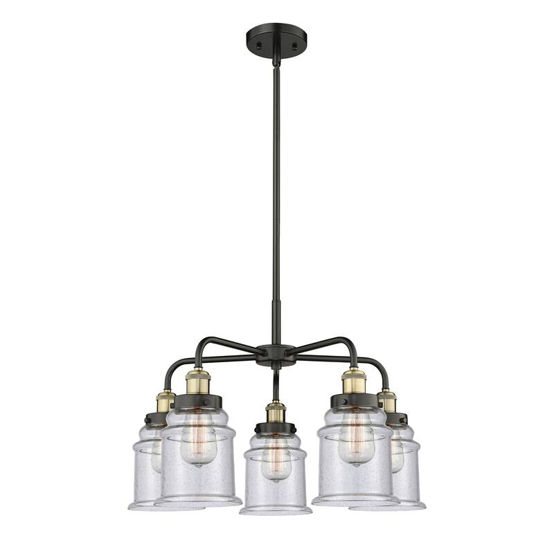 Innovations Lighting Canton - 5 Light 24" Stem Hung Chandelier - Black Antique Brass/Seedy