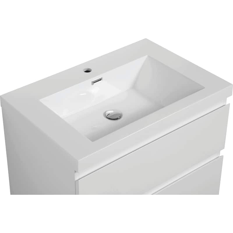 30" Modern Wall-Mounted Floating Bathroom Vanity with Sink, Drawers