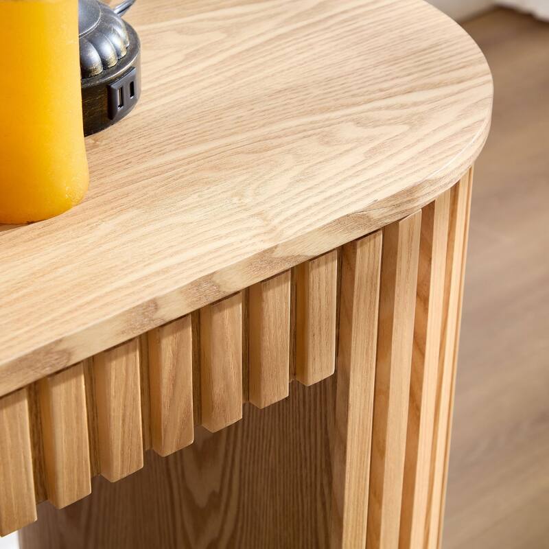 59.05'' Modern Vertical Stripe Console Table With Hidden Drawer