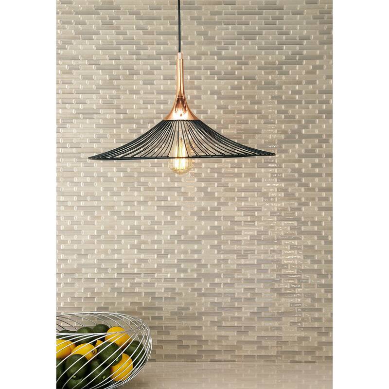 Contemporary Copper-Finished Lighting Pendant with Cage Shade 22 x 11 - Brown