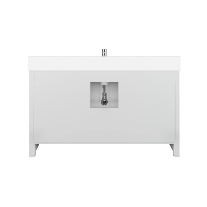Calumet 60-in Solid Hardwood Bathroom Vanity with Engineered Stone Countertop