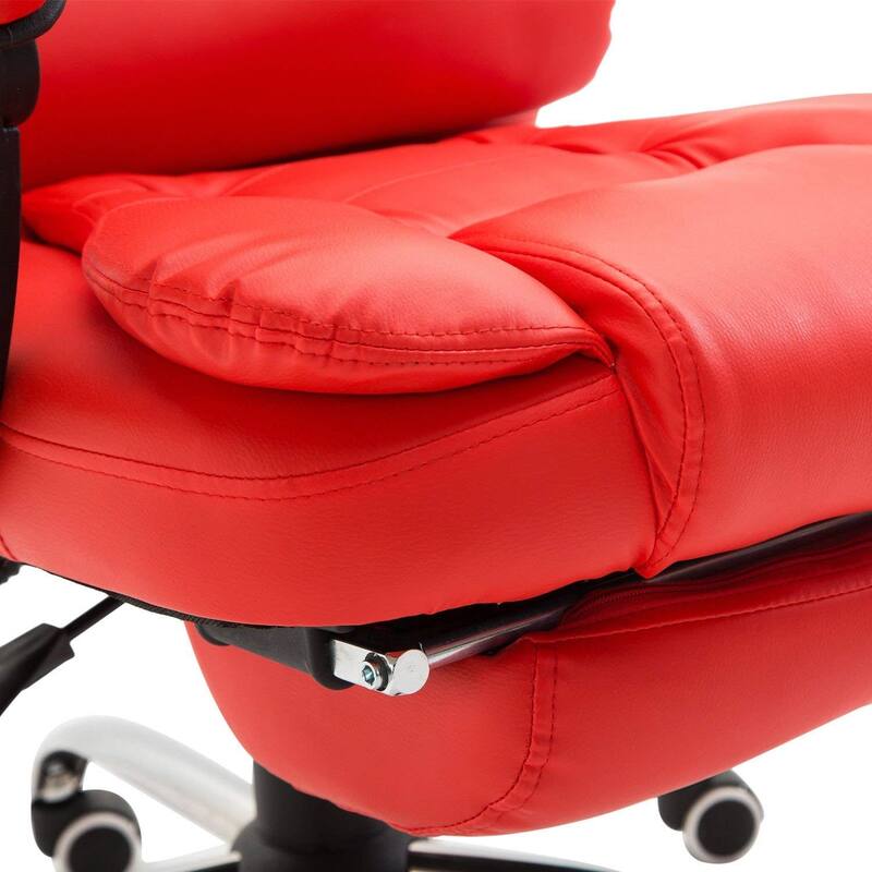 HighBack Executive Office Chair with Footrest, PU Leather Computer Chair with Reclining