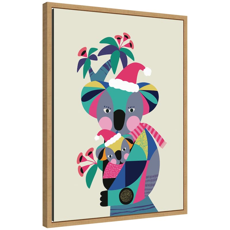 Kate and Laurel Sylvie Framed Canvas Christmas Koala by Rachel Lee - Brown