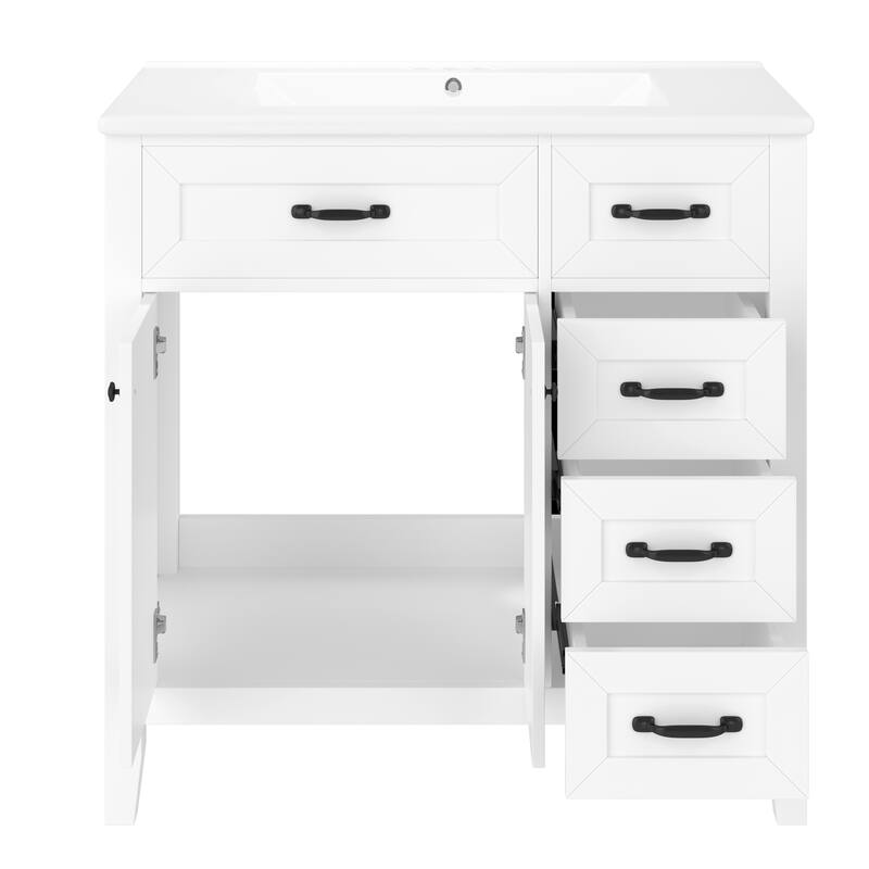 GDFStudio - Avalon 36-Inch Bathroom Vanity with Sink Combo, Multi-functional Cabinet, Solid Wood & MDF Board, Painted Finish