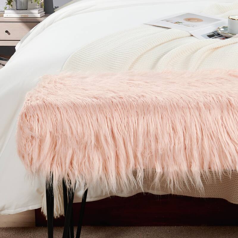 Home Soft Things Mongolian Fauxfur Ottoman 46"x16"x22" with Table Legs