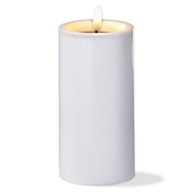 Outdoor Solar Flameless Pillar Candle 3x6 White Plastic Everyday Use - Wipe Clean, 6" H x 3" L x 3" W