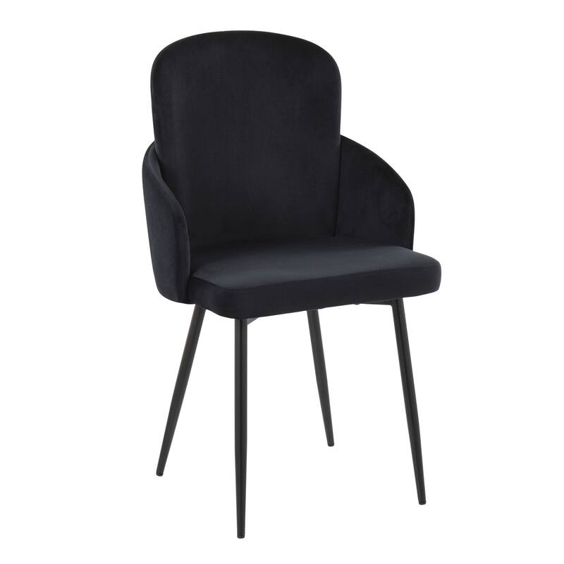 Silver Orchid Dahlia Dining Chair with Metal Legs (Set of 2) - Black Velvet/Black