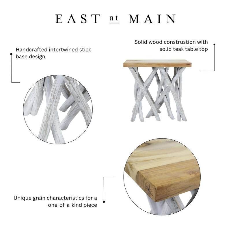 Solid Teak Wood Stump Accent Stick Table by East at Main