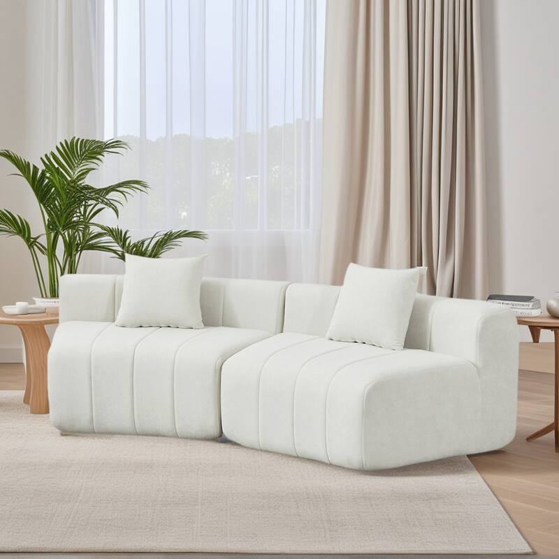 Chenille Curved Sectional Sofa with 2 Pillows,Curved Symmetrical Modular Semi Circular Sofa Sectional for bedroom, Living room