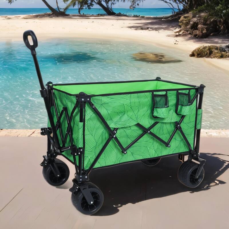 480lb Heavy Duty Wagon w/ Picnic Mat, Brakes & Holders, All-Terrain