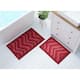 Clara Clark Non Slip Shaggy Bath Rug Set - Chevron Design Ultra Soft Bathroom Mat - 2 Piece Set - Red