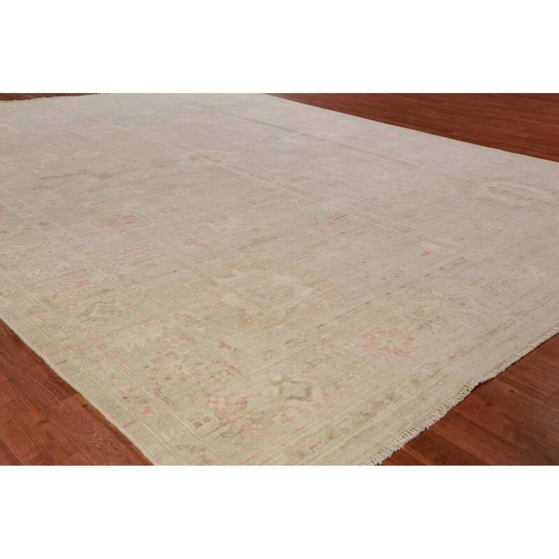 Hand Knotted Oriental 100% Wool Carpet Transitional All-Over Beige & Ivories Oushak Area Rug - 10' 0'' X 8' 0''