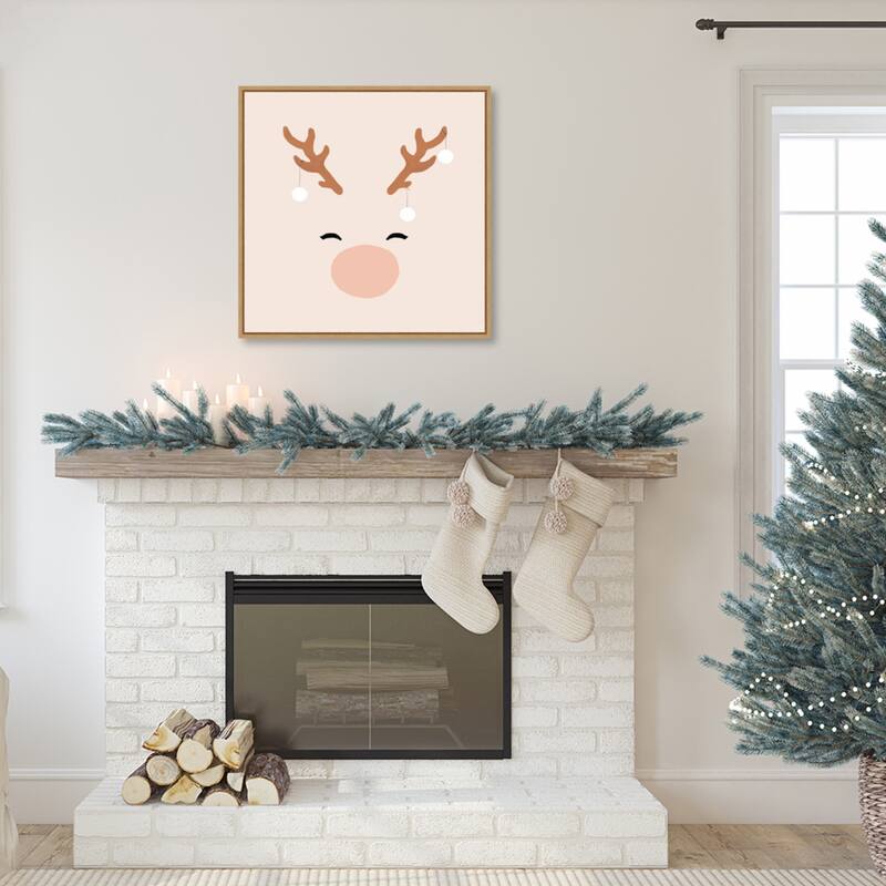 Deer and Baubles by Orara Studio Framed Canvas Wall Art Print