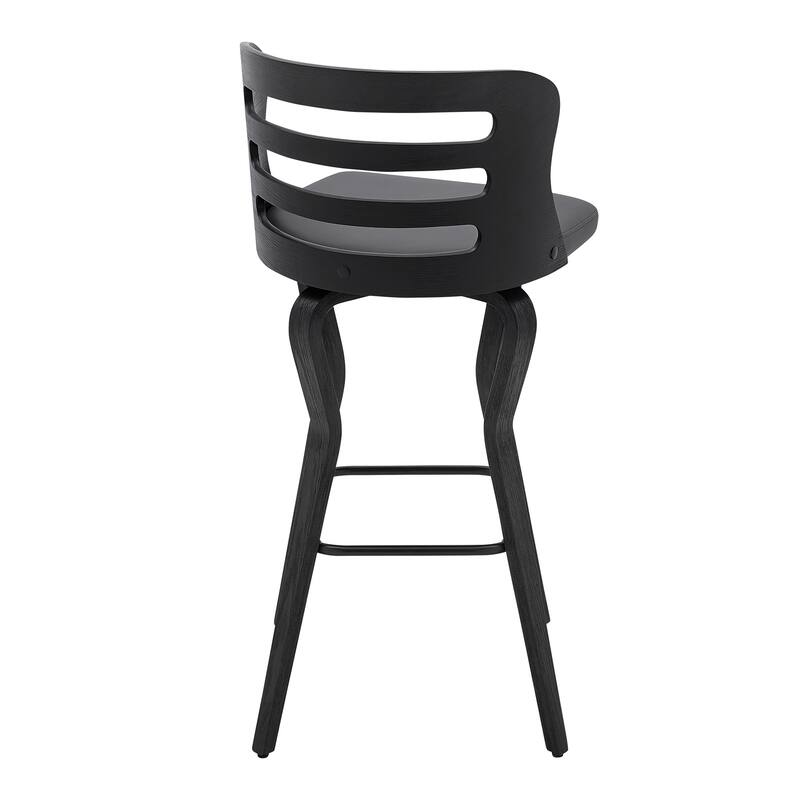 Verne Walnut or Black Wood Upholstered Bar Height Swivel Barstool