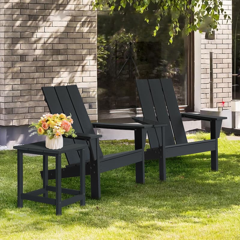 3-Piece Adirondack Chair Set with Table,HDPE All-Weather Resistant,Outdoor Chair for Patio,Garden,Poolside