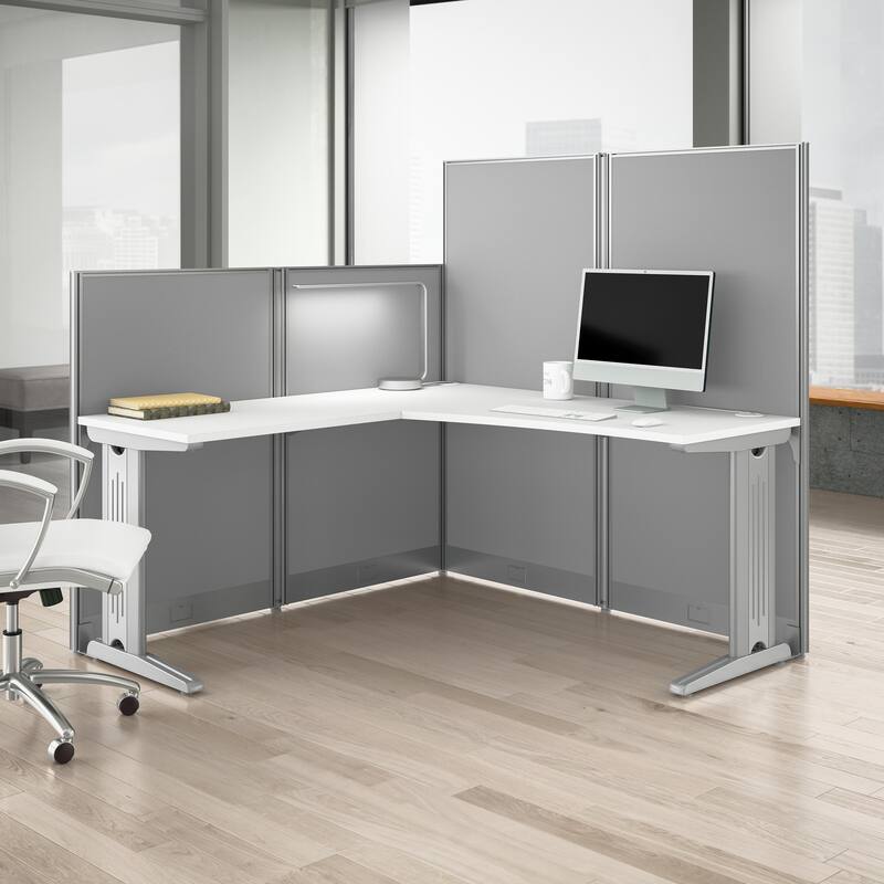 Office in an Hour 65W L-Shape Workstation by Bush Business Furniture - Pure White