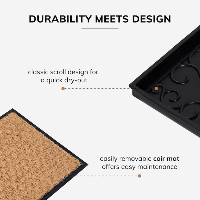 Jani Single-Tier Natural Stand 3-Pair Rubber Boot Tray.