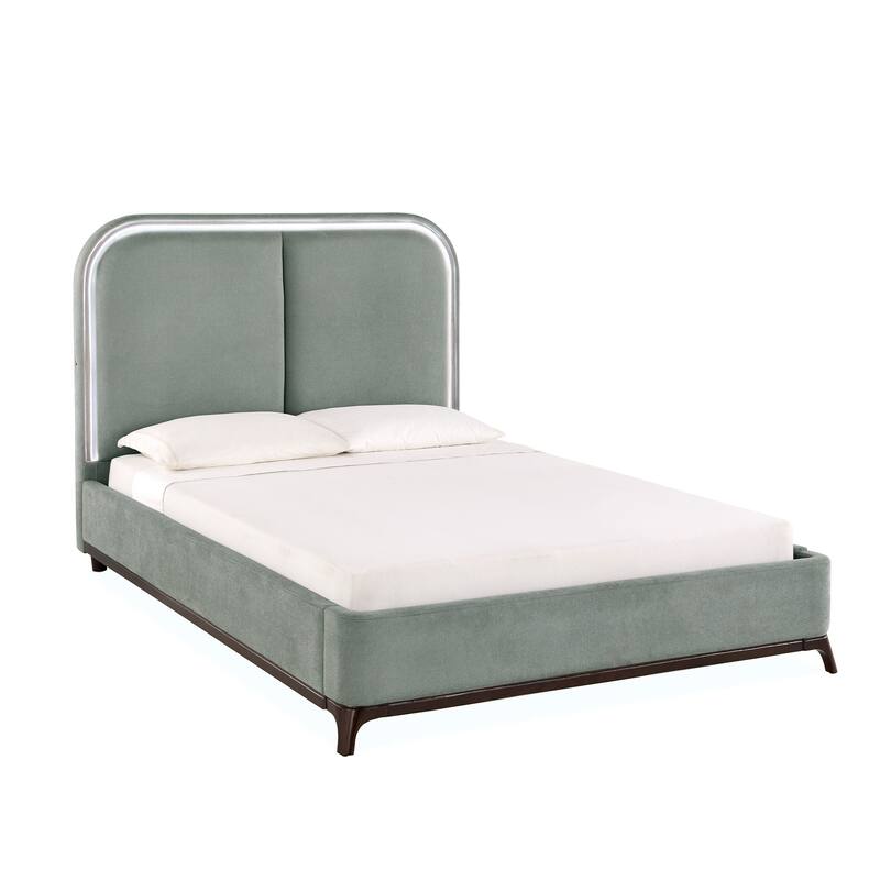 Tremont Curved LED Upholstered Platform Bed with Under-Bed Lighting by iNSPIRE Q Modern