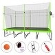 preview thumbnail 6 of 7, 10ft by 17ft Rectangule Trampoline with Green Fabric Black Powder-coated Galvanized Steel Tubes with Basketball Hoop System Adva