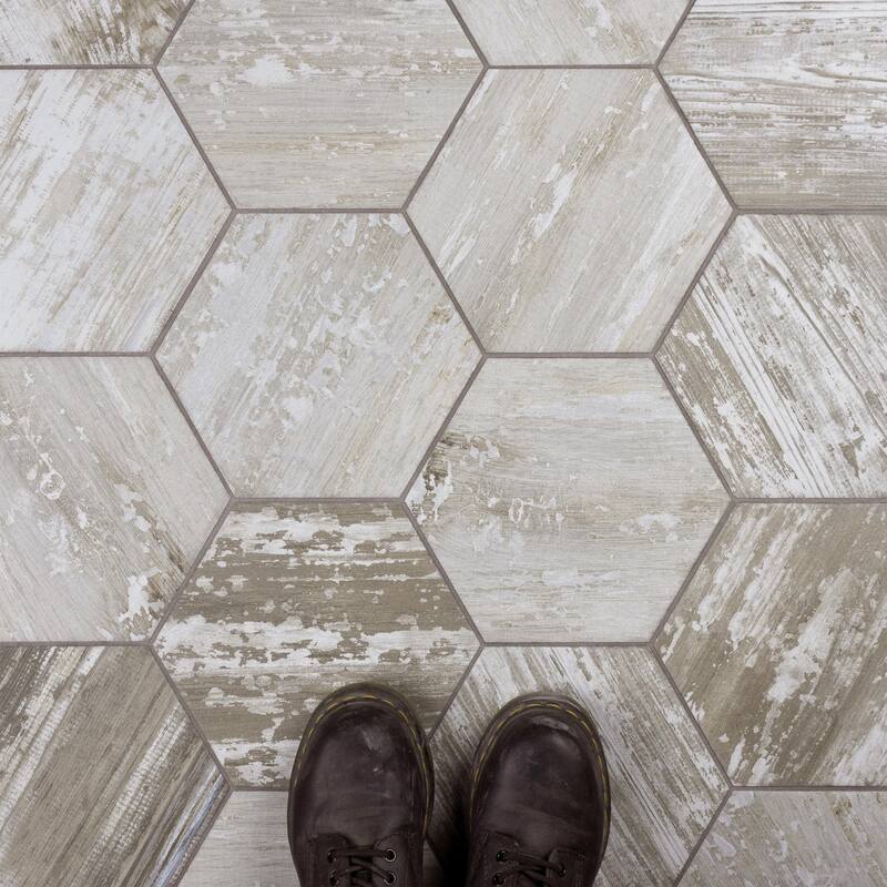 Merola Tile Suomi Hex Grey 8-5/8" x 9-7/8" Porcelain Floor and Wall Tile