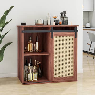 Moasis Bar Cabinet with Storage for 101 can Mini Fridge Ratan Door Mini Fridge Cabinet Beer Cabinet Wine Fridge Cabinet