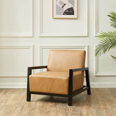 SAFAVIEH Couture Roselle Solid Wood Upholstered Accent Chair - 28.7 in. W x 34.7 in. D x 28.9 in. H