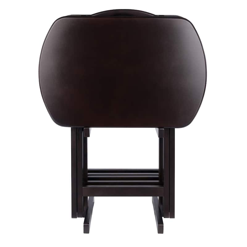 Corbett 4 Snack Tables with Stand Coffee Finish