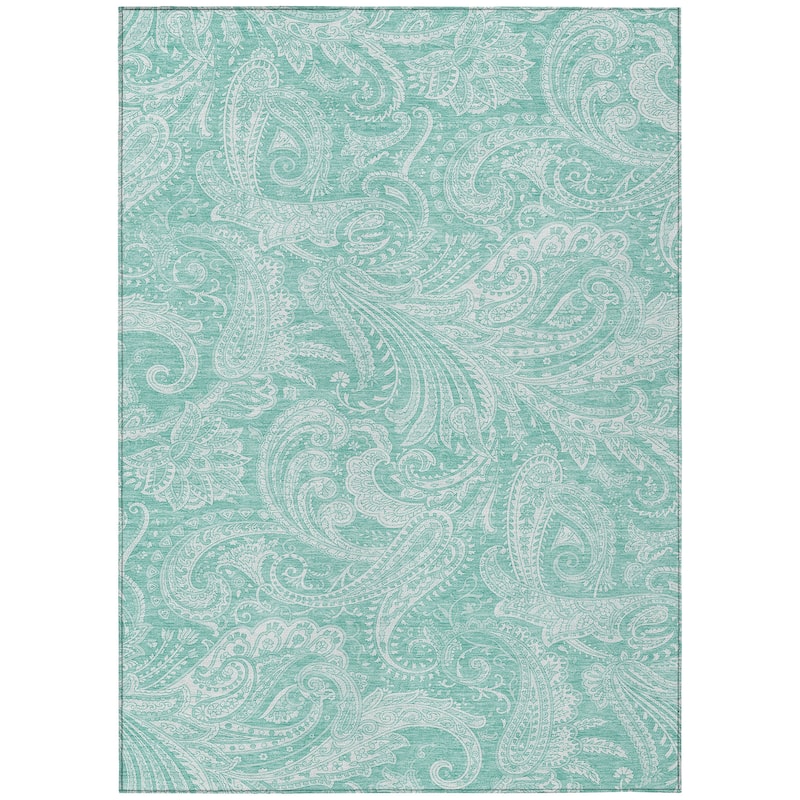 Machine Washable Indoor/ Outdoor Chantille Paisley Traditional Rug