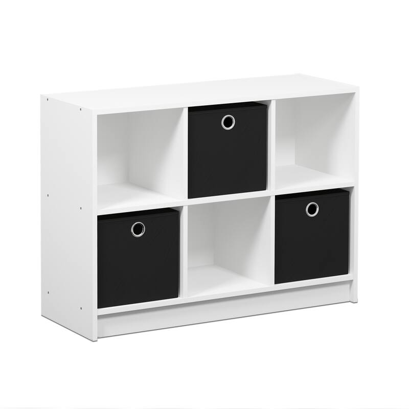 3x2 Cube Bookcase with Storage Bins Compact 6-Cube Organizer Shelf with Fabric Drawers for Bedroom or Home Office