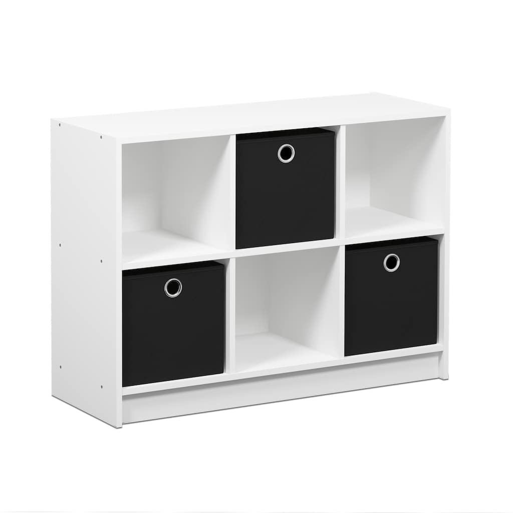 3x2 Cube Bookcase with Storage Bins Compact 6-Cube Organizer Shelf with Fabric Drawers for Bedroom or Home Office