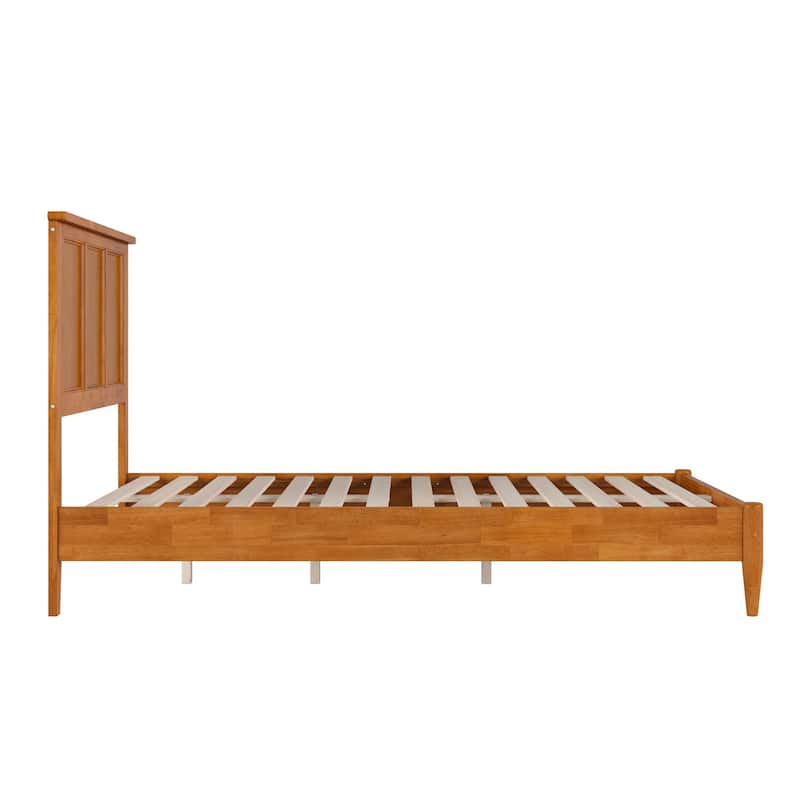 Solid Wood Low Profile Platform Bed - Full Size Bed Frame with USB Ports
