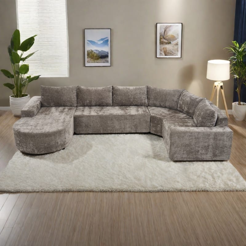 139" Chenille Modular Cloud Sectional Sofa with Deep Seating, Pocket Spring Support, and 5-Piece U-Shaped Configuration