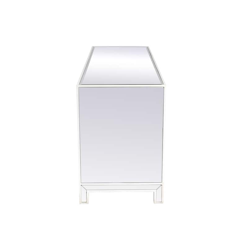 Indigo Home 60" White Mirrored TV Stand with Crystal Fireplace