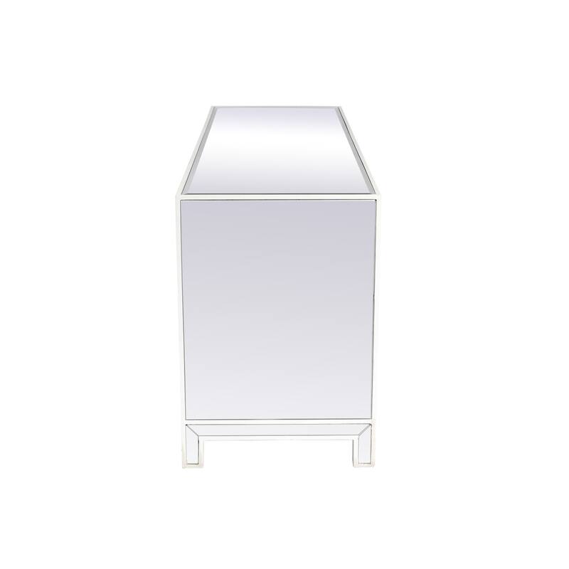 Indigo Home 60" White Mirrored TV Stand with Wood Fireplace