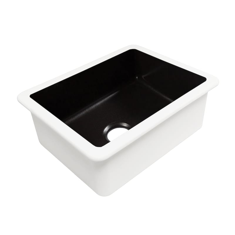 Eden Matte Black Fireclay 23" Single Bowl Undermount Kitchen Sink and Drain