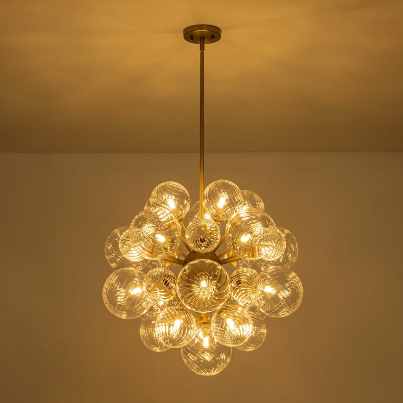 21-Light Modern Large Sputnik Cluster Glass Bubble Chandelier - W23.62" - W23.62"