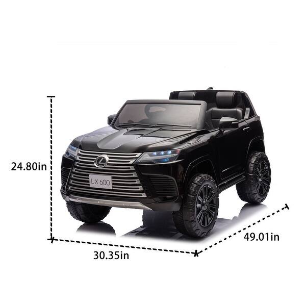 dimension image slide 1 of 2, Kids 24V Lexus LX600 Ride-On Car, Two-Seater, Remote Control, LED Lights, Dual Motors, Ages 3-7