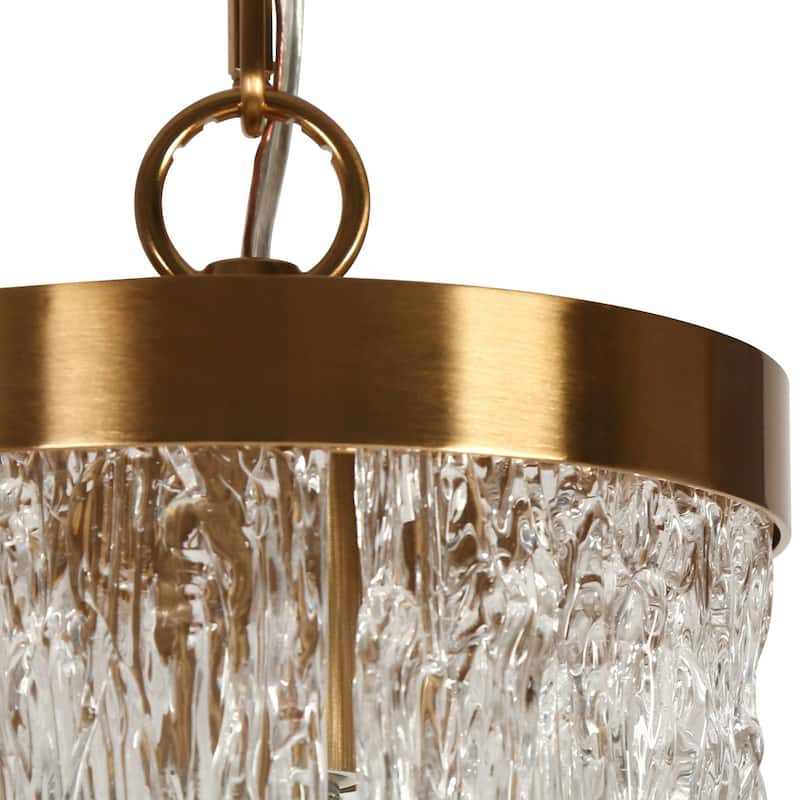 Uolla Modern Glam Brass 1-Light Textured Glass Mini Pendant for Bedroom - D6.9"* H11.4"