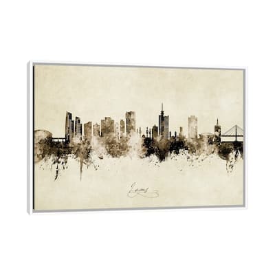 iCanvas "Lagos Nigeria Skyline Vintage" by Michael Tompsett Framed Canvas Print