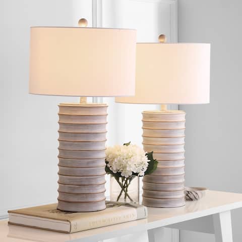 SAFAVIEH Lighting Melina Grey LED Table Lamps (Set of 2) - 16"x16"x28.5"