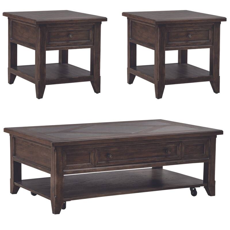 Paradise Valley Saddle Brown 3 Piece Cocktail Table Set