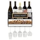 preview thumbnail 1 of 5, Wall35 Cork Wine Bottle Holder and Glass Rack for Wall Decor, Black