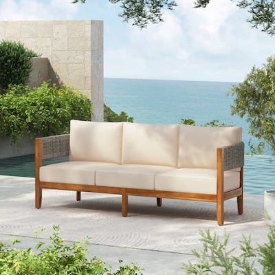Christopher Knight Home - Lip Acacia Wood Patio 3-Seater Sofa