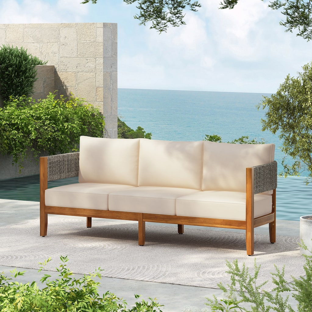 Christopher Knight Home - Lip Acacia Wood Patio 3-Seater Sofa