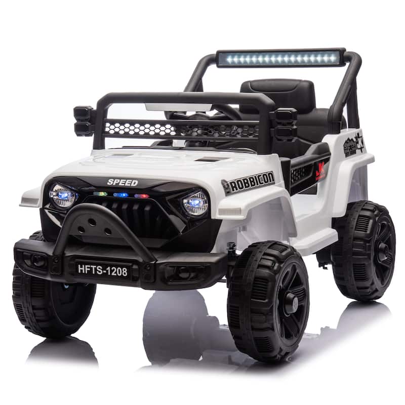 12V Kids Electric Ride-On Truck for Ages 1-4, Remote Control with Bluetooth & Microphone - White