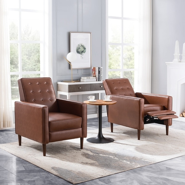 Mervynn Mid-Century Modern Button Tufted Recliners (Set of 2) by Christopher Knight Home