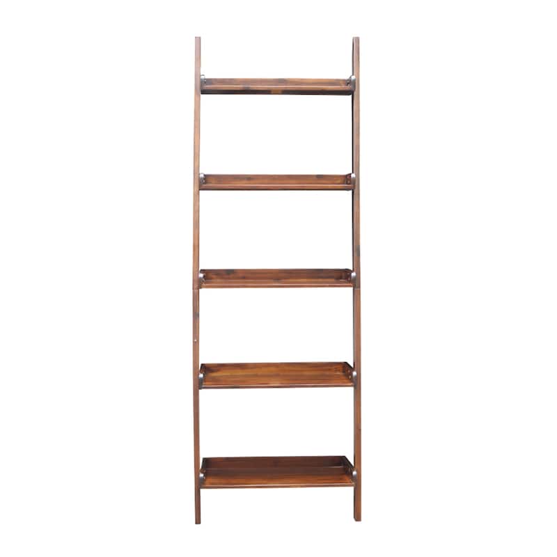 Solid Wood Lean-to 5-tier Shelf Unit Set (Set of 2)