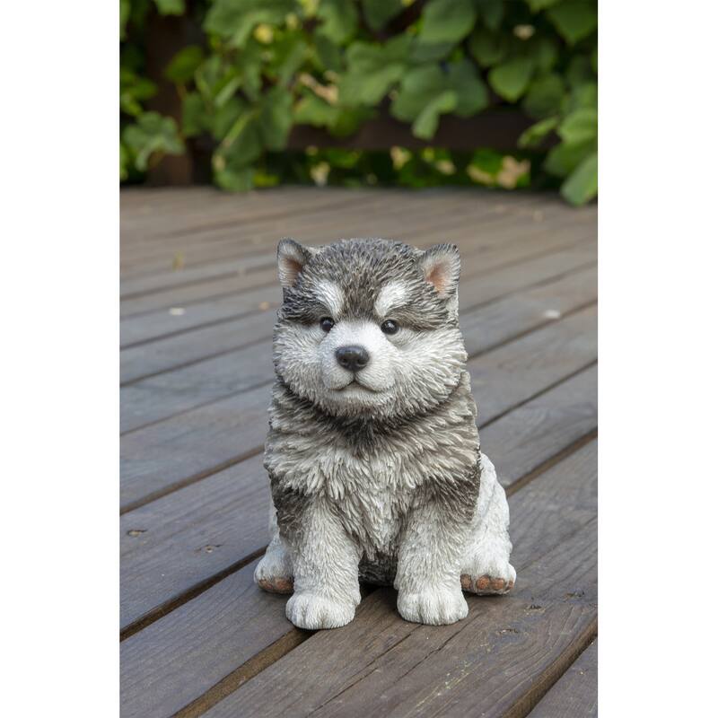 6.5" Sitting Malamute Puppy Outdoor Garden Statue