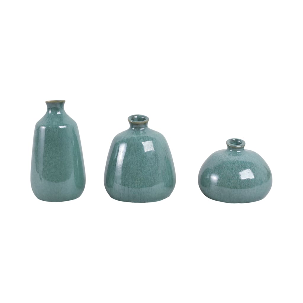 Ceramic Decorative Vases Modern Glam Accent (Set of 3) - 5/7/9" Green